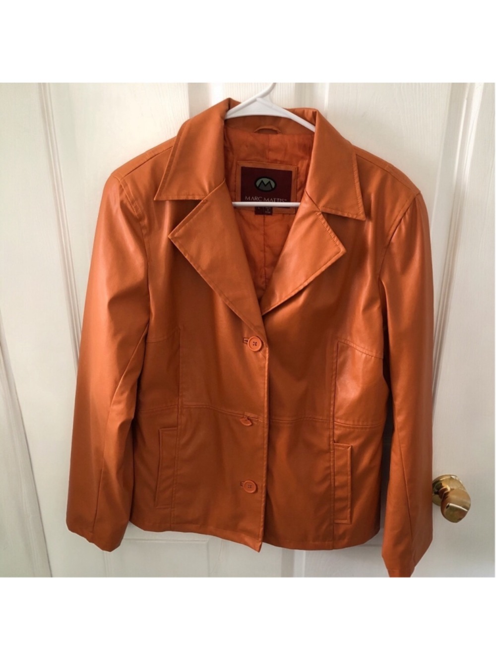 Size L Marc Mattis Faux Leather Vinyl Vintage Blazer Jacket 90’s Retro Y2K